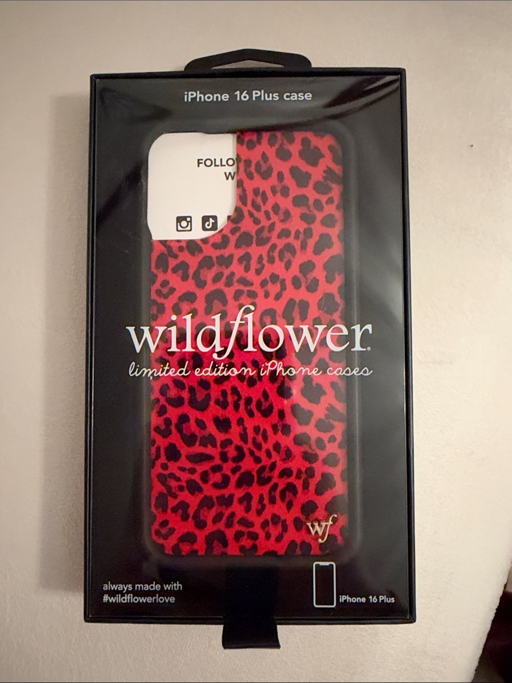 Wildflowers Red and Black Leopard Print iPhone 16 Plus Case